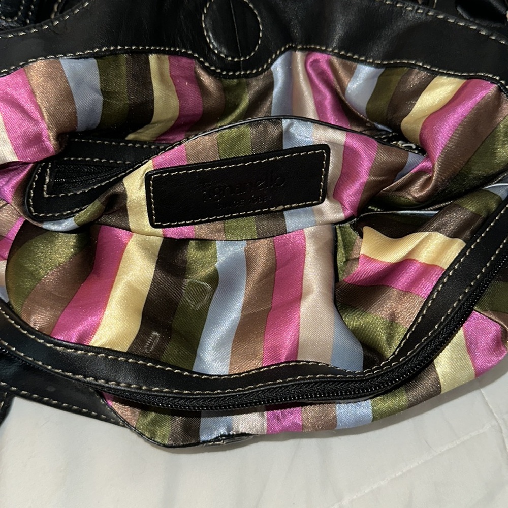 Tignanello black leather hobo bag with charms very nice destitute soft stylish - Picture 11 of 17